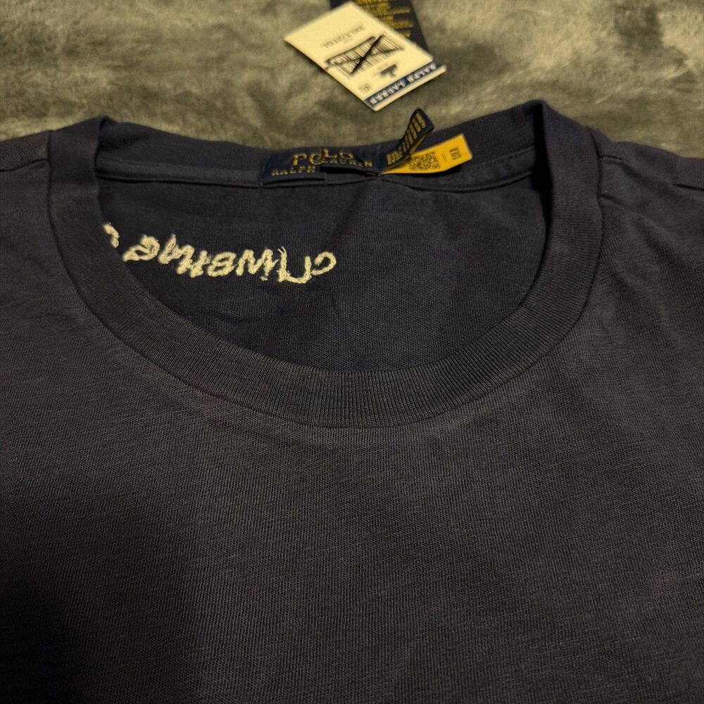 2XB POLO RALPH LAUREN Mens Big&Tall Navy “PEACE CLIMB LOVE” Graphic T-Shirt - Picture 9 of 16